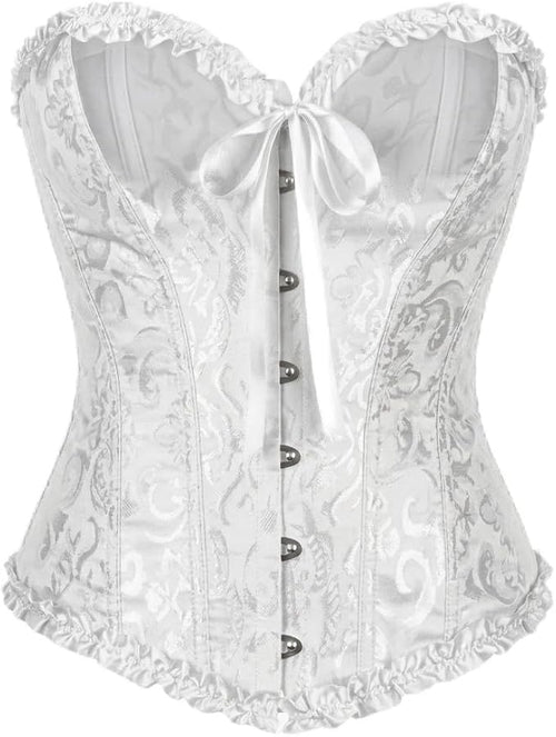 Lace Brocade Corset Top White