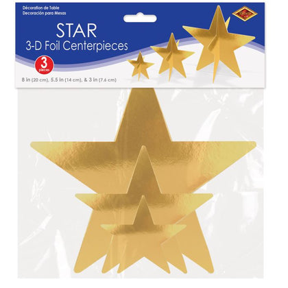 3-D Foil Star Centerpieces | Gold