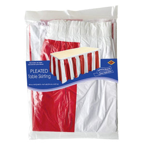 Red & White Stripes Table Skirting