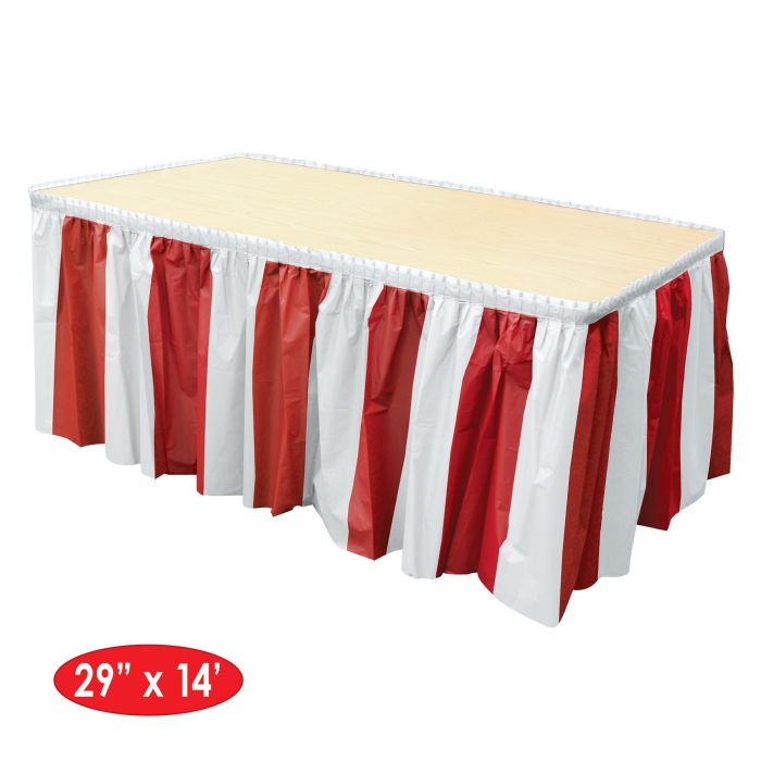 Red & White Stripes Table Skirting