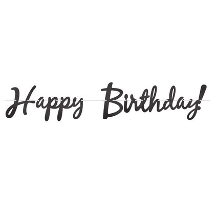 Black Happy Birthday Streamer | Generic Birthday