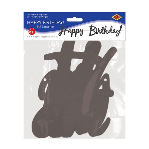 Black Happy Birthday Streamer | Generic Birthday
