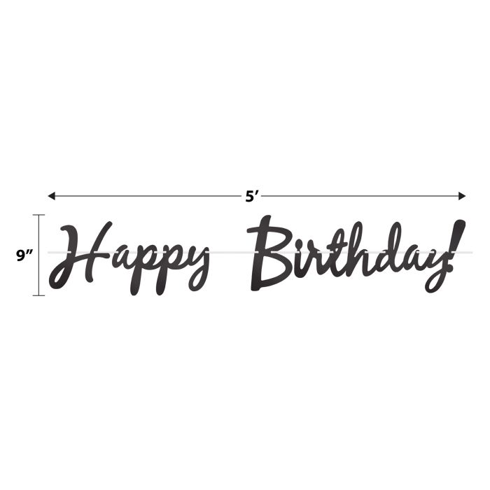 Black Happy Birthday Streamer | Generic Birthday