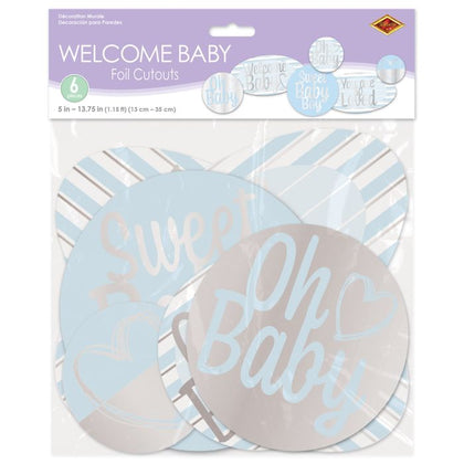 Welcome Baby Foil Cutouts - Blue | Baby Shower