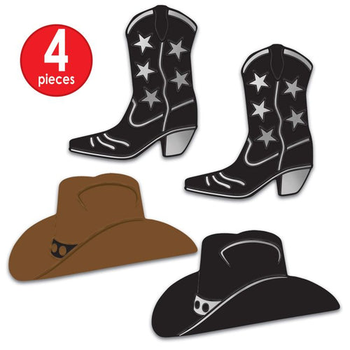 Foil Cowboy Hat & Boot Silhouettes