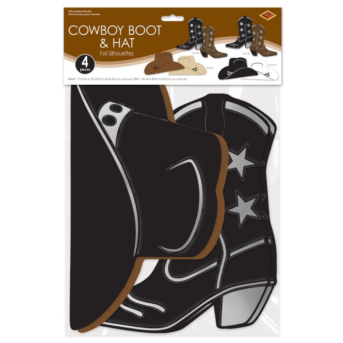 Foil Cowboy Hat & Boot Silhouettes