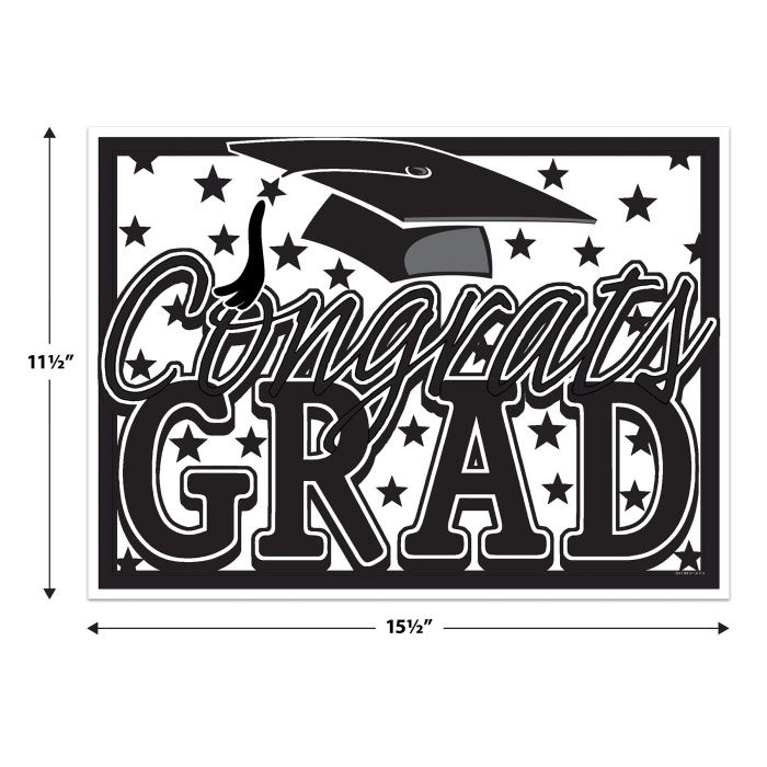 Plastic Congrats Grad Yard Sign - Black | Graduation
