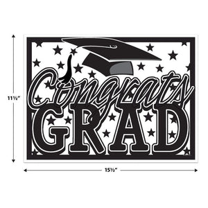 Plastic Congrats Grad Yard Sign - Black | Graduation