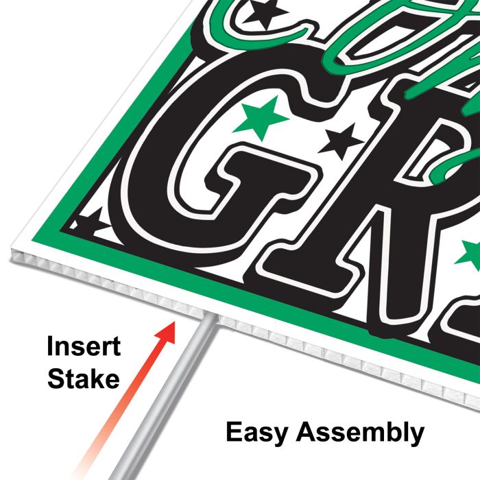Plastic Congrats Grad Yard Sign - Green | Graduation