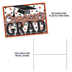 Plastic Congrats Grad Yard Sign - Orange | Graduation