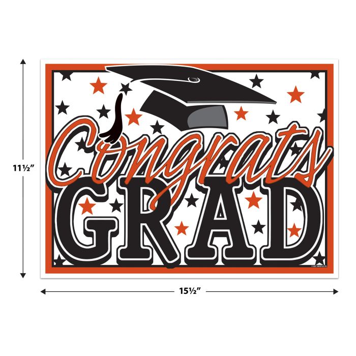 Plastic Congrats Grad Yard Sign - Orange | Graduation