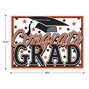 Plastic Congrats Grad Yard Sign - Orange | Graduation