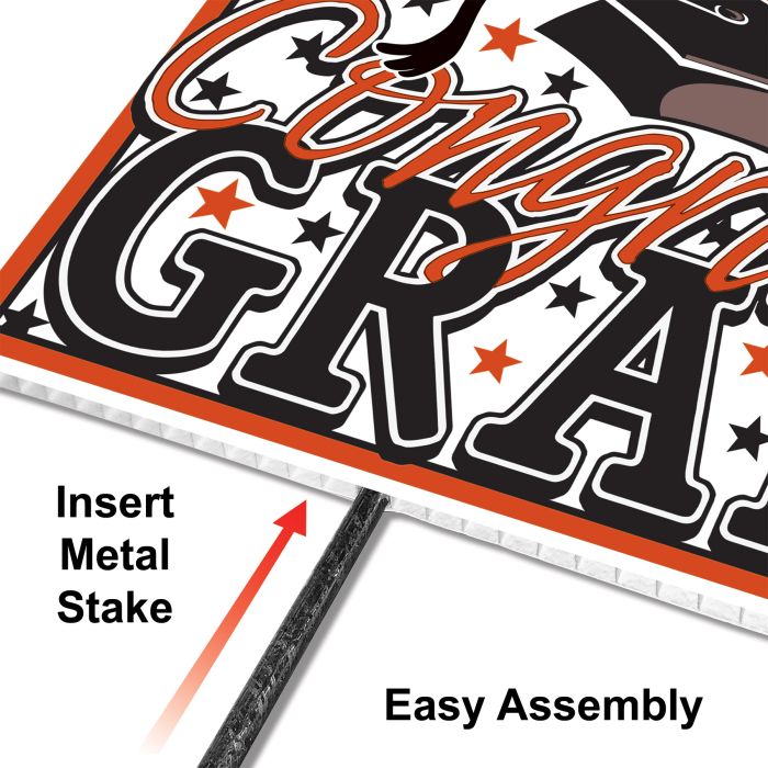 Plastic Congrats Grad Yard Sign - Orange | Graduation