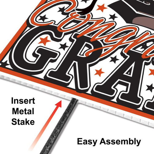 Plastic Congrats Grad Yard Sign - Orange | Graduation