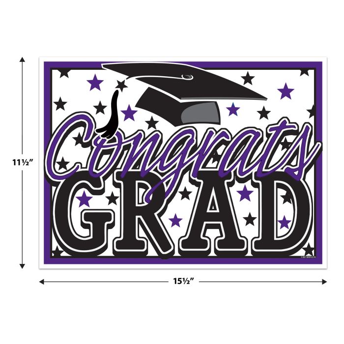 Plastic Congrats Grad Yard Sign - Purple | Graduation