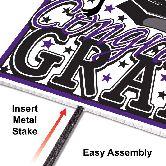 Plastic Congrats Grad Yard Sign - Purple | Graduation