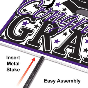 Plastic Congrats Grad Yard Sign - Purple | Graduation
