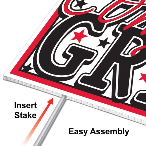 Plastic Congrats Grad Yard Sign - Red | Graduation