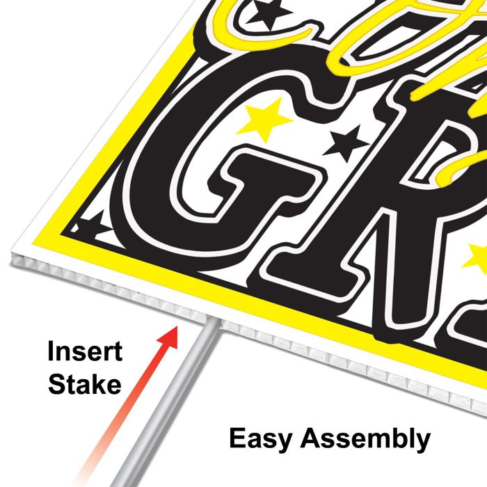 Plastic Congrats Grad Yard Sign - Yellow | Graduation