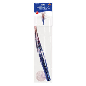 Metallic spray confetti canister in packaging with brand label on a white background