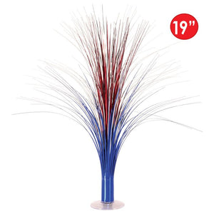 Artificial plant with blue and red stems on a white background