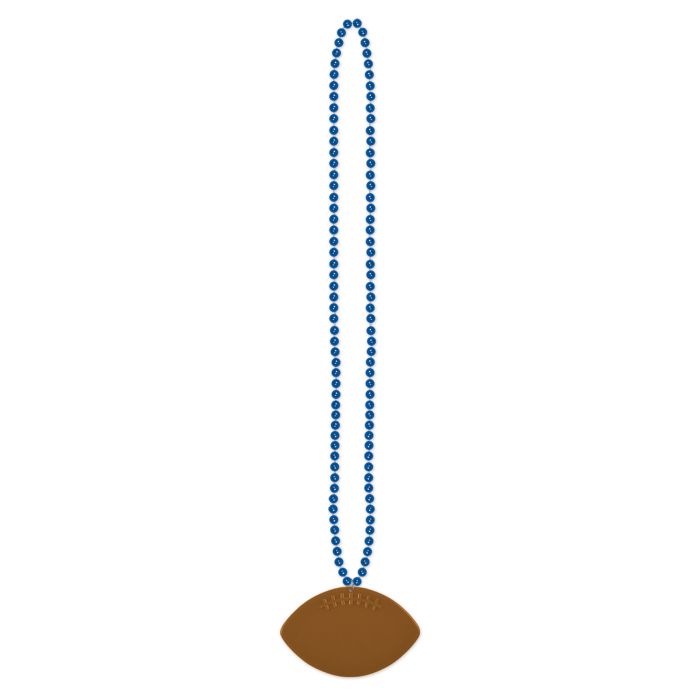 Bead w/Football Medallion Blue