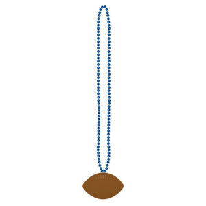 Bead w/Football Medallion Blue