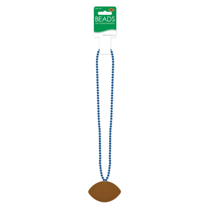 Bead w/Football Medallion Blue