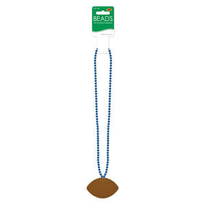 Bead w/Football Medallion Blue
