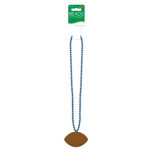 Bead w/Football Medallion Blue
