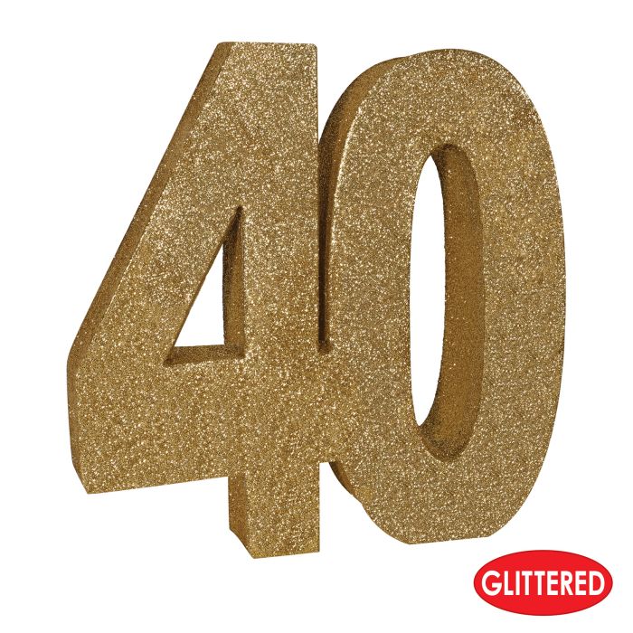 3-D Glittered "40" Centerpiece