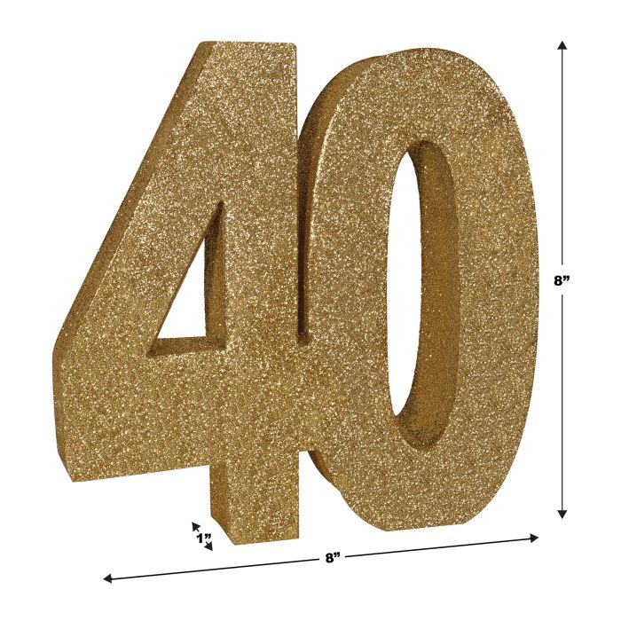 3-D Glittered "40" Centerpiece