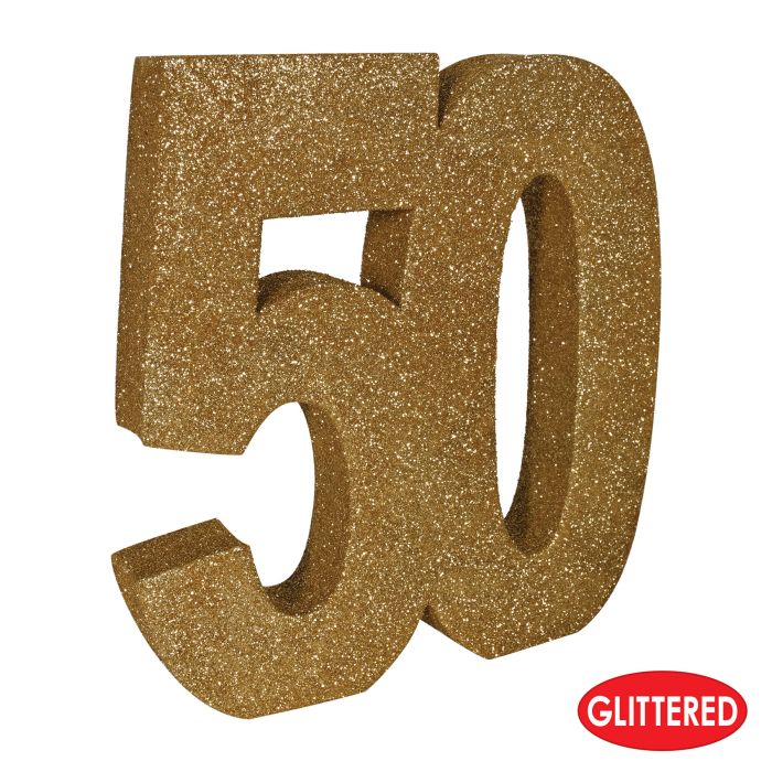 3-D Glittered "50" Centerpiece