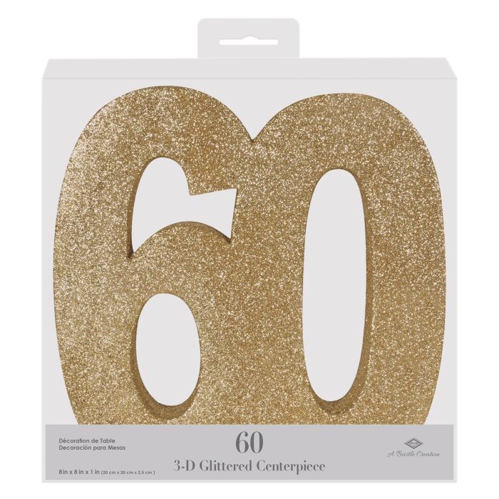 3-D Glittered "60" Centerpiece