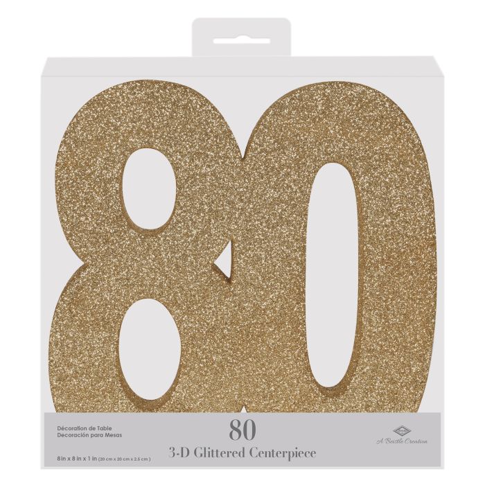 3-D Glittered "80" Centerpiece