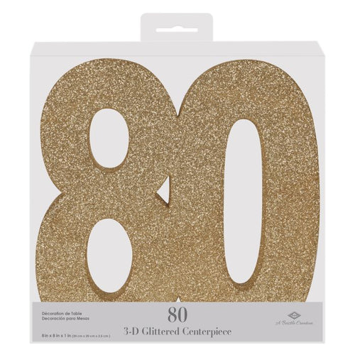 3-D Glittered "80" Centerpiece