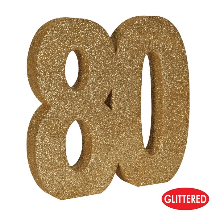 3-D Glittered "80" Centerpiece