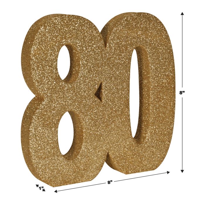 3-D Glittered "80" Centerpiece