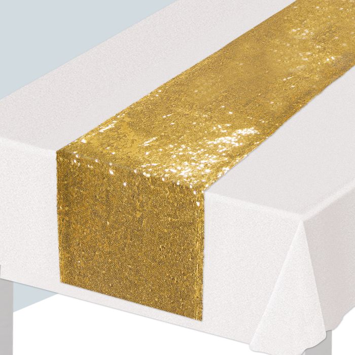 Sequined Table Runner Gold