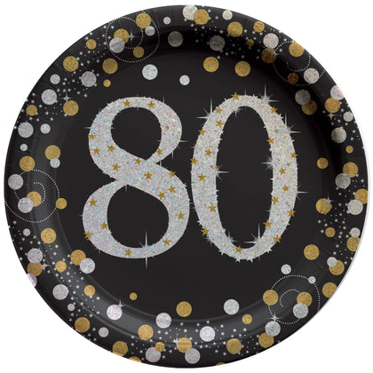 Sparkling Celebration 80th Birthday 7in Plates 8ct | Milestone Birthday