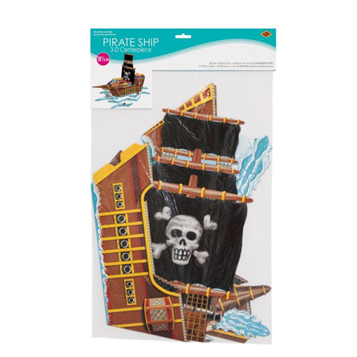 Pirate ship decoration with skull and crossbones flag in packaging