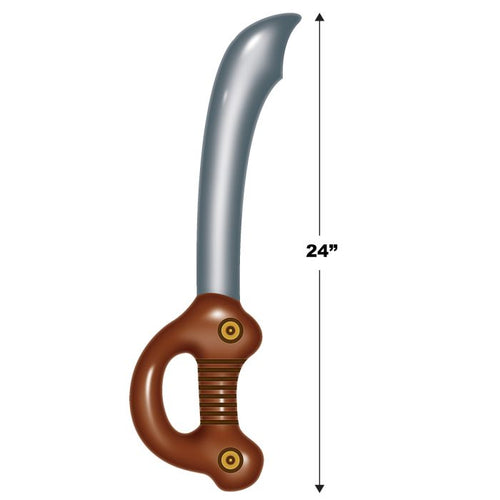 Pirate sword with brown handle and silver blade, labeled '24"'.