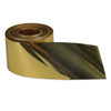 Roll of gold reflective material on a white background