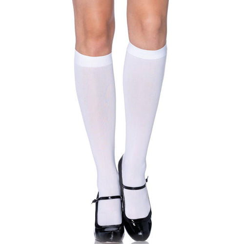 Nylon Knee Highs - White
