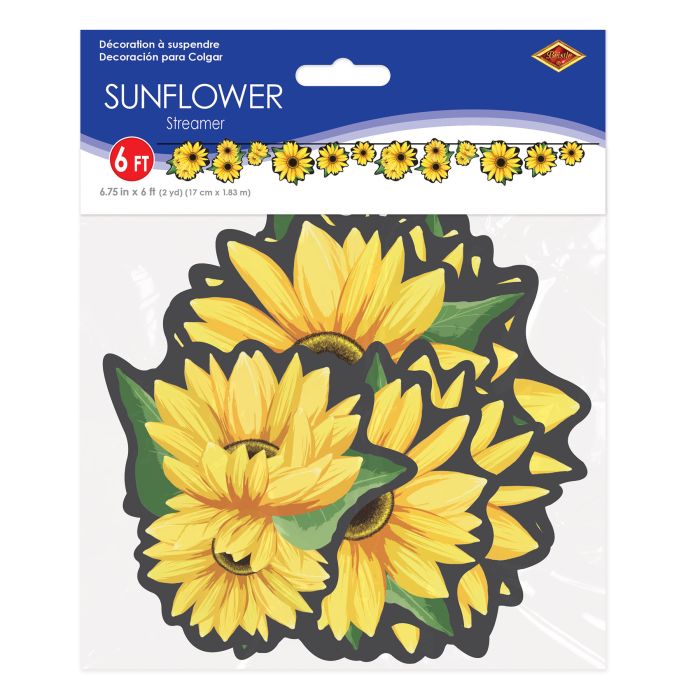 Sunflower streamer decoration with packaging on a white background