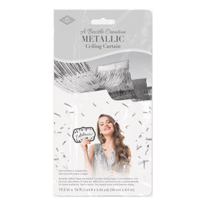 1-Ply Metallic Fringe Ceiling Curtain | Silver