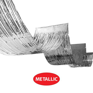 1-Ply Metallic Fringe Ceiling Curtain | Silver