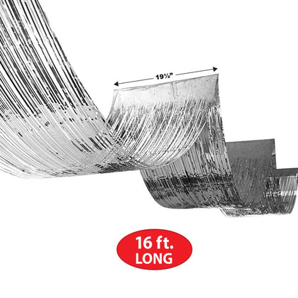 1-Ply Metallic Fringe Ceiling Curtain | Silver