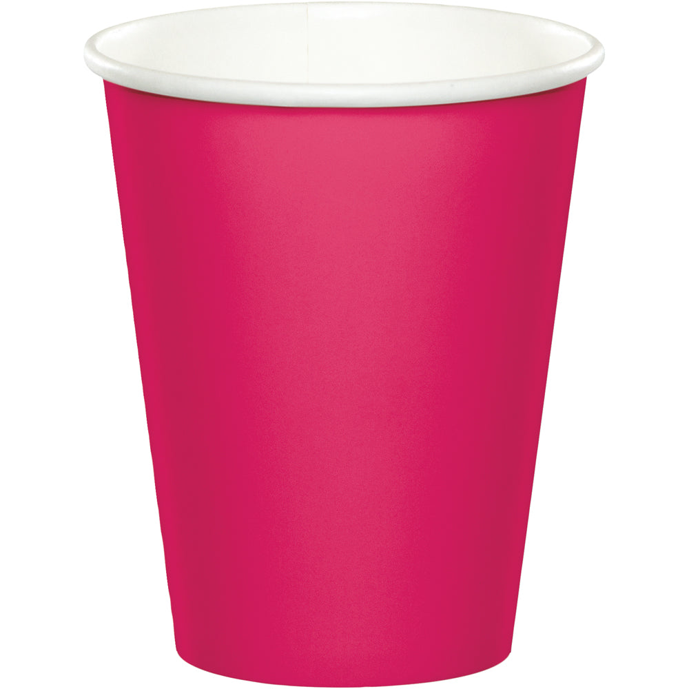 Hot Magenta Pink 9oz Paper Cups 24ct | Solids
