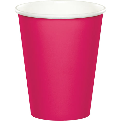 Hot Magenta Pink 9oz Paper Cups 24ct | Solids